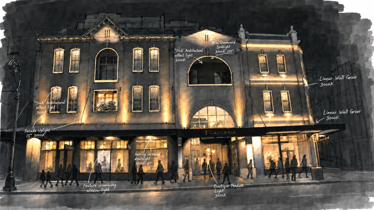 Heritage retail facade lighting